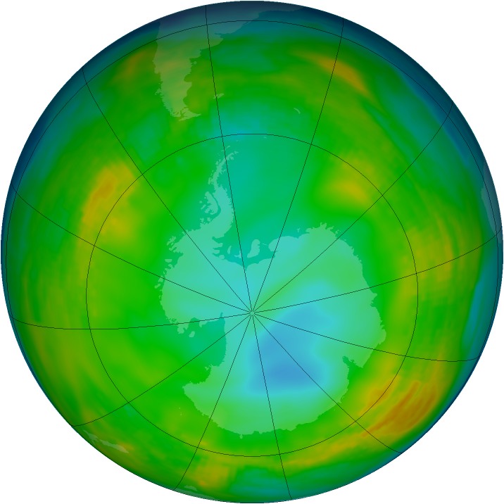 Antarctic ozone map for 06 July 1980